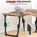 Laptop Desk for Bed Height Adjustable, Lap Bed Table with USB/Storage Drawer/Cup Holder/Tablet Stand/Book Shelf, Foldable Breakfast Tray Portable for Reading Writing, Sofa & Floor, Carbonized