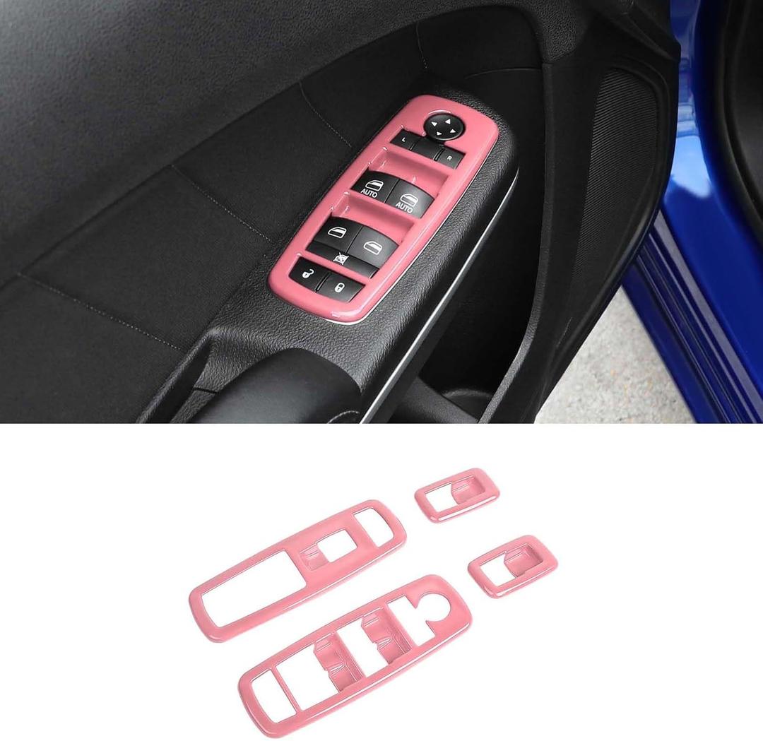RAZPOY Window Lift Switch Panel Cover Trim Compatible with Dodge Charger Durango 2011-2024 & RAM 2010-2017, Pink