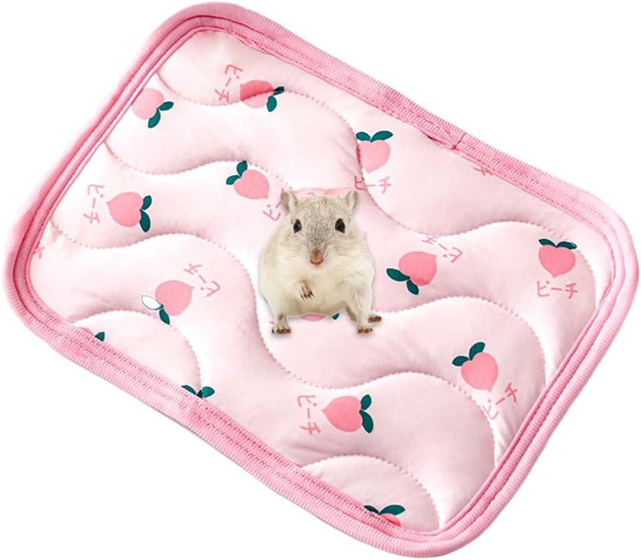 1 Pc Rectangular Summer Cooling Hamster Bed, Comfortable Sleep Mat Pad Cushion for Hamster/Hedgehog/Squirrel/Mice/Rats/Squirrel/Guinea Pig and Other Small Animals - Pink Cherry