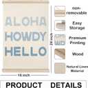 HRQKO Blue Coastal Cowgirl Howdy Aloha Poster Hanger Frame, Howdy Wall Art,Western Trendy Sign Wall Art with Wooden Frames,Preppy Cowgirl Wall Hanging Banner Decor for Living Room Bedroom, 16x24 Inch