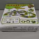 Dinosaur Toys,Create A Dinosaur World Road Race,Flexible Track Playset and 2 pcs Cool Dinosaur car for 3 4 5 6 Year & Up Old boy Girls Best Gift (Green)