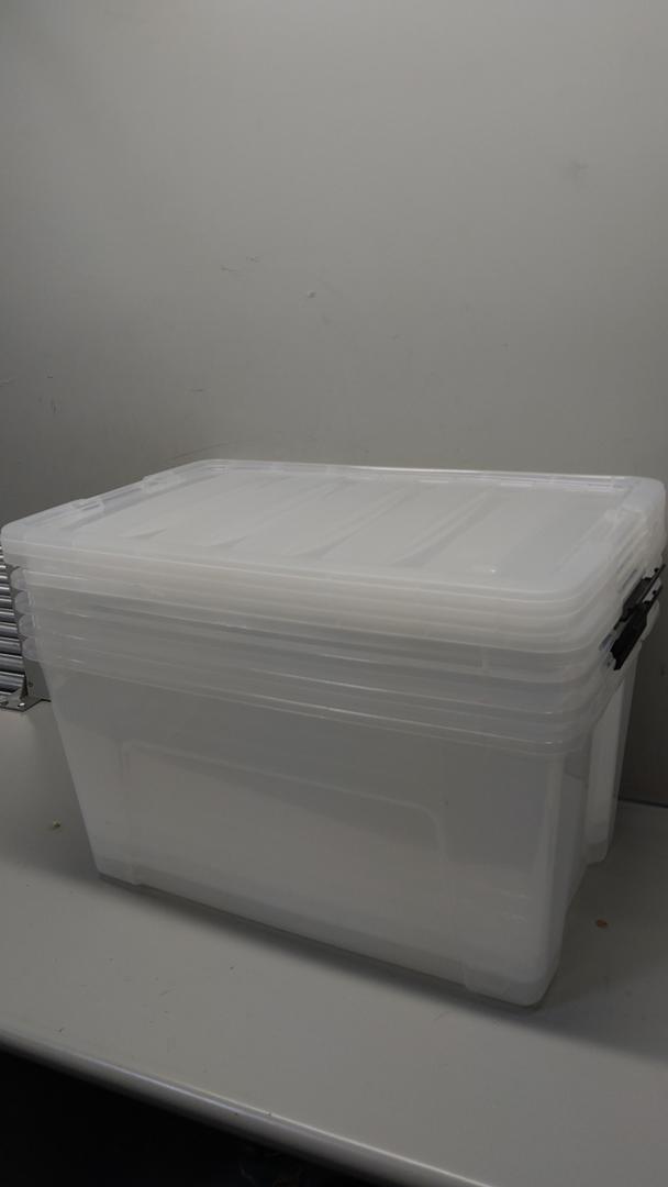 4 Clear Bins 25x12x16in.
