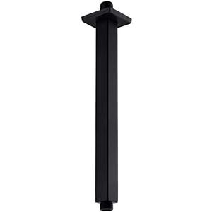 Anpean 12 Inch Square Ceiling Mounted Shower Arm and Flange, Matte Black