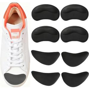 8 Pcs Shoe Fillers & Heel Pads for Loose or Too Big Shoes Toe Cushions & Heel Grips for Women and Men, Comfort Insoles for Heels, Sneakers, Boots Pain Relief & Better Fit(Black)