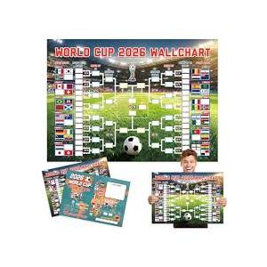 Planetgreen 2026 World Cup Poster Set, Soccer Schedule & 48 Team Bracket Wall Chart, 2 Pack 23.6 x 16.9 Inch PVC, Dry Erase Tournament Tracker, Football Wall Decor Gifts for Soccer Fans