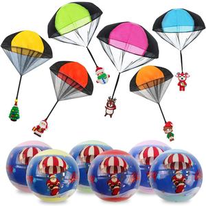 Pinkiwine 6 Pack Christmas Parachute Toys in Capsules Flying Throwing Toy for Kids Boys Girls Christmas Stocking Stuffers Party Favors Gifts