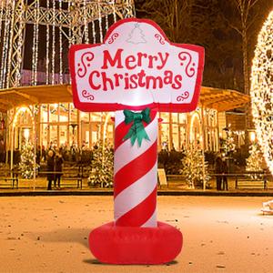 4 FT Tall Christmas Inflatable - Blow Up Yard Decoration With LED Lights, Merry Christmas Sign, Outdoor Holiday Lawn Party Decor