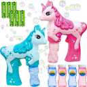 Unicorn Bubble Gun Set for Kids 2 Pack Automatic Bubble Blower Toy Bubble Machine Maker Outdoor Toys for Toddlers Girls Boys Backyard Play, 4.5 x 8 x 7 inches