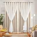 Stars Curtains Double Layer Curtains Blackout Curtains for Bedroom Kids Curtains Cute Curtains Kids Blackout Curtains, Curtains 72 Inches Long 2 Panels Set, Beige Curtains, 52 X 72 Inches