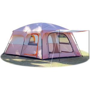 KTT Extra Large Tent 10-12-14 Person(Style-B),Family Cabin Tents,2 Rooms,3 Doors and 3 Windows with Mesh,Straight Wall,Waterproof,Double Layer,Big Tent for Outdoor,Picnic,Camping,Family Gathering
