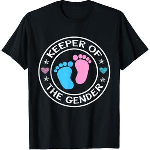 Keeper of The Gender Cute Gender Reveal Baby Shower Design T-Shirt, Medium