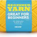 60g Yellow Yarn for Crocheting and Knitting;66m (72yds) Cotton Yarn for Beginners with Easy-to-See Stitches;Worsted-Weight Medium #4;Cotton-Nylon Blend Yarn for Beginners Crochet Kit Making