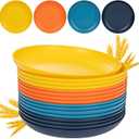 Supernal Wheat Straw Dinner Plates Reusable &Durable Plastic Plates Plastic Dinnerware 16-Pack (4 Orange, 4 Yellow, 4 Blue, 4 Dark Blue), Perfect for Dinner,Party,Outdoor Use