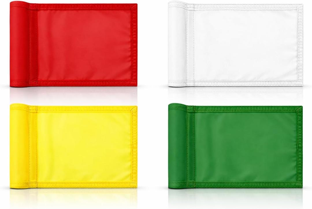 Set of 4 Single Sided 8x6 Inches Solid Golf Polyester Flag - Mini Putting Green Flags for Backyard Practice in 420D Nylon - Small Banner Solids with Tube Inserted - Solid Flags for Indoor or Outdoor