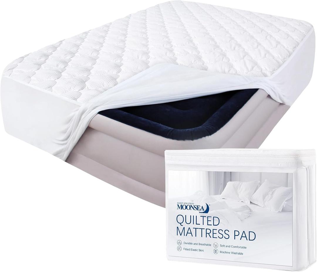 Queen Mattress Pad Thick Quilted Mattress Topper, Air Mattress Cover, Super Soft Breathable and Noiseless Down Alternative Fiber Extra Thick Mattress Pad with Deep Pocket Fits up to 23 Inch Mattress