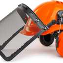 LANON Industrial Forestry Safety Helmet Protection System, ANSI Approved Chainsaw Hard Hats with Adjustable Ear Muffs & Face Shield Visor, 6 Point Adjustable Ratchet Suspension, Class C, Orange