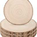 Unfinished Wood Slices 4 Pcs 10-12 inch Large Wooden Rounds Circles Natural Wood Disc Coaster Pieces Christmas Ornaments with Bark for Centerpieces DIY Painting Crafts Rustic Wedding