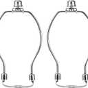 Short Lamp Harp, 6 Inch Nickel Small Lampshade Holder Kit Replacement with Finial and Detachable Saddle Base, Light Duty, Pack 2 Harps for Lamps DIY Lighting Accessories Lampshade Bracket