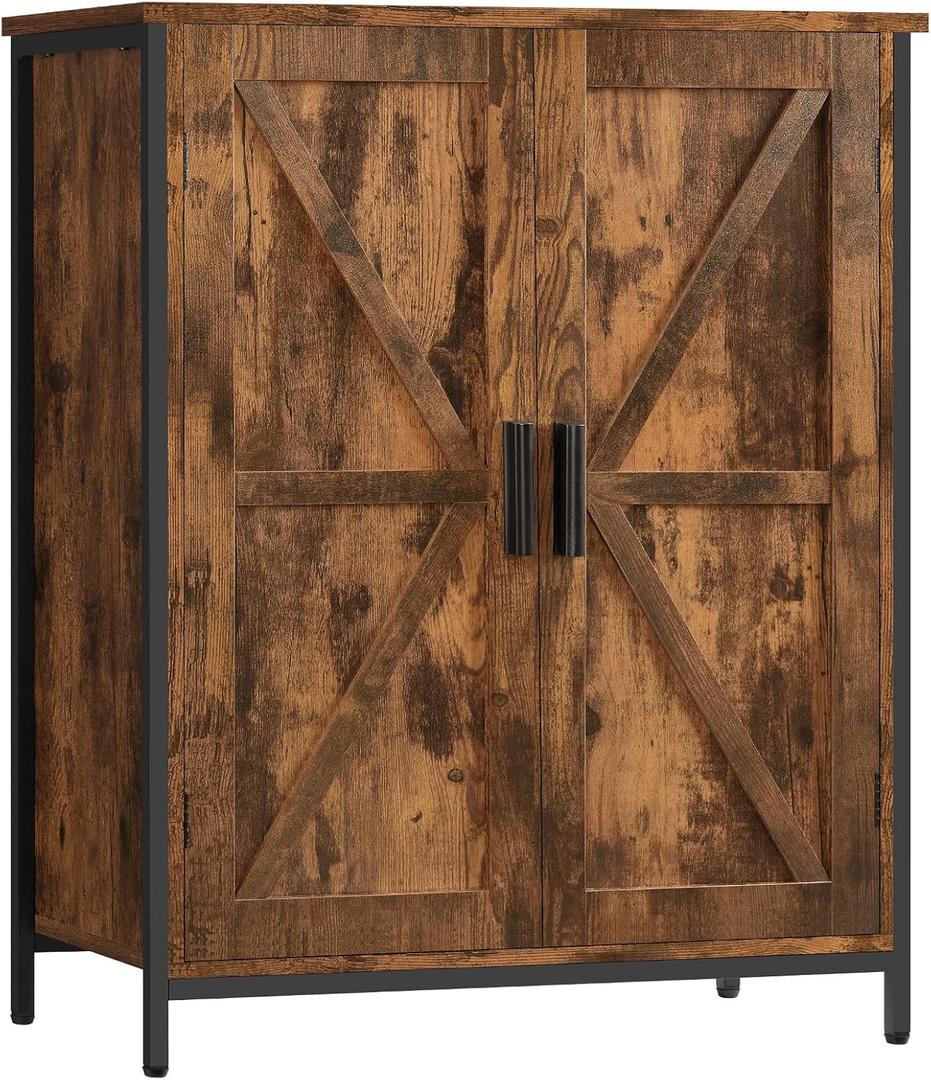 Storage Cabinet, Farmhouse Cabinets with Barn Doors & Shelf, Entryway Cabinet, Small cabinets for Living Room, Dining Room, Entryway, Rustic Brown
