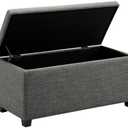 Amazon Basics Upholstered Storage Rectangular Ottoman and Entryway Bench, Polyester, Charcoal Gray, 90.17 cm (W) × 41.91 cm (D) × 43.18 cm (H)