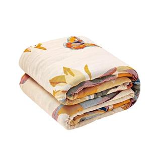 XIBLC Boho Throw Blanket, 100% Cotton Ultra Soft Luxury Throw Rustic Quilt, 90"x 94" Floral Bird Butterfly Farmhouse Decor Bed Blankets, All Season Rustic Reversible Bohemian Throw for Bed - Yellow