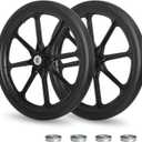GICOOL 20" Flat Free Tire and Wheel, with 3/4" & 5/8" Bearing, 2.45" Centered Hub, Replacement Wheel For Rubbermaid Wheelbarrow, Garden Yard Cart, 2 Pcs