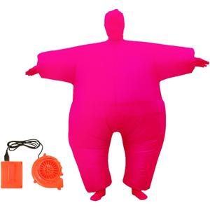 Qshine Adult Inflatable Full Body Jumpsuit Cosplay Costume Halloween Funny Fancy Dress Blow Up Party Toy (Pink)