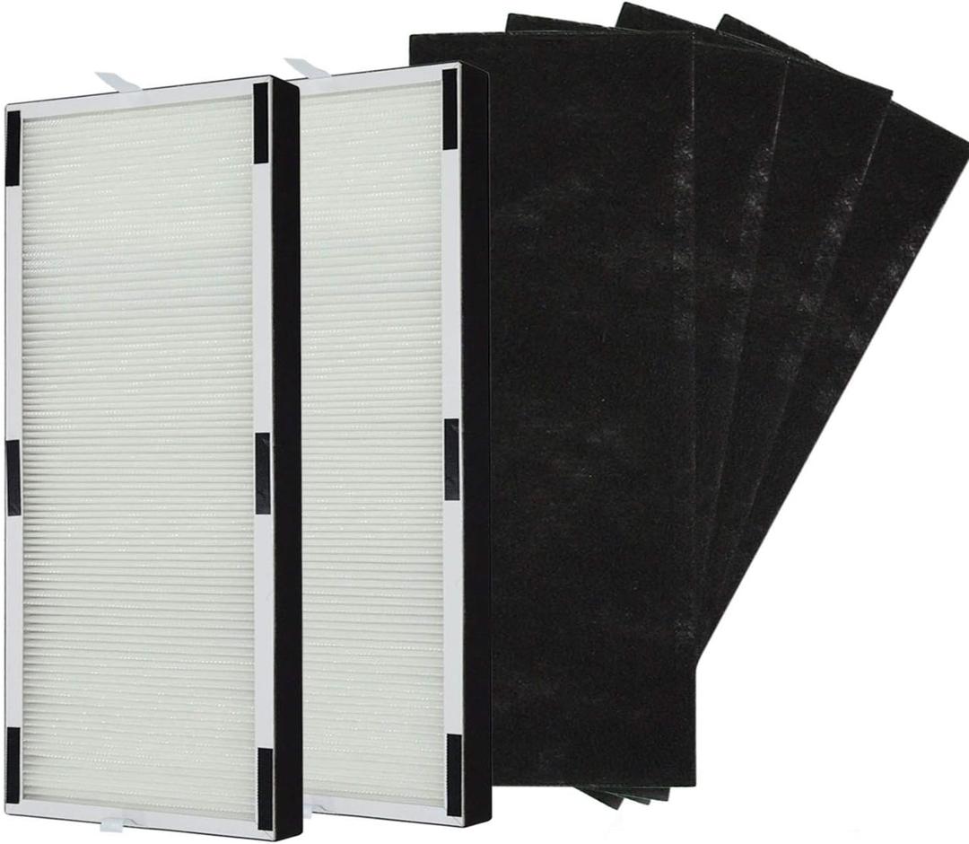 PUREBURG Replacement Filter Set Compatible with Hunter HP600 Tall Tower Air Purifier, 2 H13 HEPA + 4 Activated Carbon Pre-Filters Air Clean Dust VOCs Odor