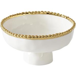 Pampa Bay Small Footed Bowl, Golden Salerno, Kitchen, Gift, 6 x 3.25 Inch, CER2848WG