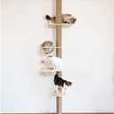 Cat Tree Floor to Ceiling Natural Sisal Rope Scratching Post Height:55.52-118.5 Inches Adjustable Cat Tree Cat Modern Activity Tree