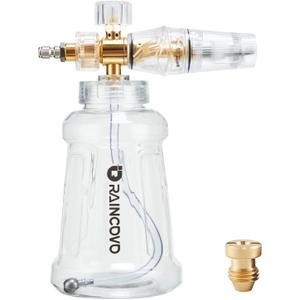 Raincovo Foam Cannon for Pressure Washer, Snow Clear Foam Cannon for Car Wash, Stainless Steel Filter, Adjustable Nozzle with M22 and 1/4 Inch Quick Connect, Additional 1.1 mm Orifice Nozzle