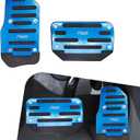 2 PCS Car Accelerator Brake Pedal Kit, Metal Rubber Sports Style Non-Slip Wear-Resistant Pedal Modification Pedal, Car Replacement Parts, for Most Automatic Transmission Vehicles (Blue)