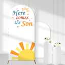 Here Comes The Son Arch Backdrop Covers, 6 Ft Boho Sunrise Stretchy Arch Backdrop Stand Cover, Photography Background Arch Stand Cover for Baby Shower Gender Reveal Party Decor