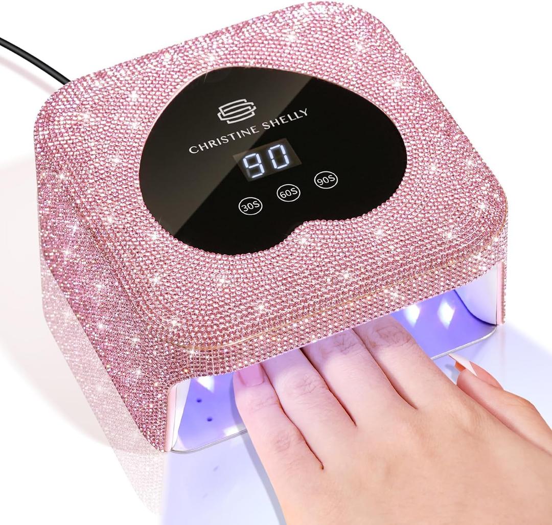 UV Nail Lamp, CHRISTINE SHELLY UV Light for Gel Nails, 48W Plug-in Mini Diamond Nail Lamp Nail Dryer with Touch Control Auto Sensor and 3 Timer Settings Nail Light Curing Lamp, Home