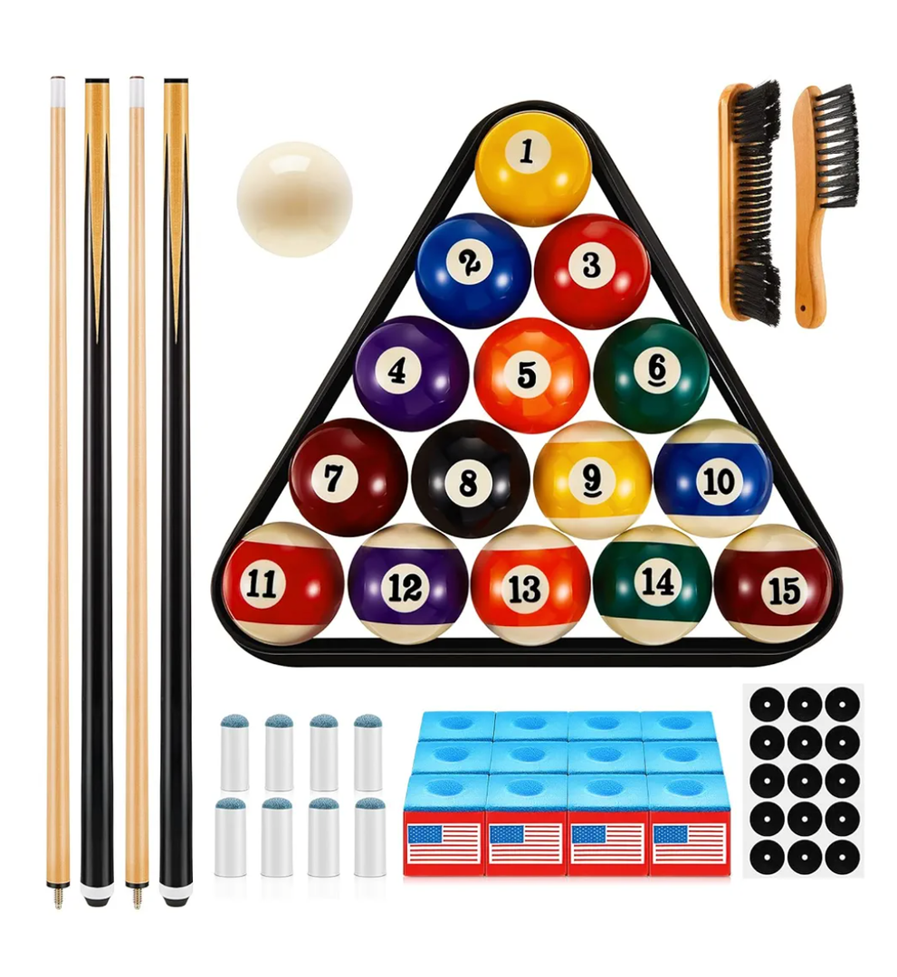 Outus 71pcs Pools Table Accessories Billiards Balls with Triangle Stand Pool Cue Chalks Cue Spot Sticker Brush