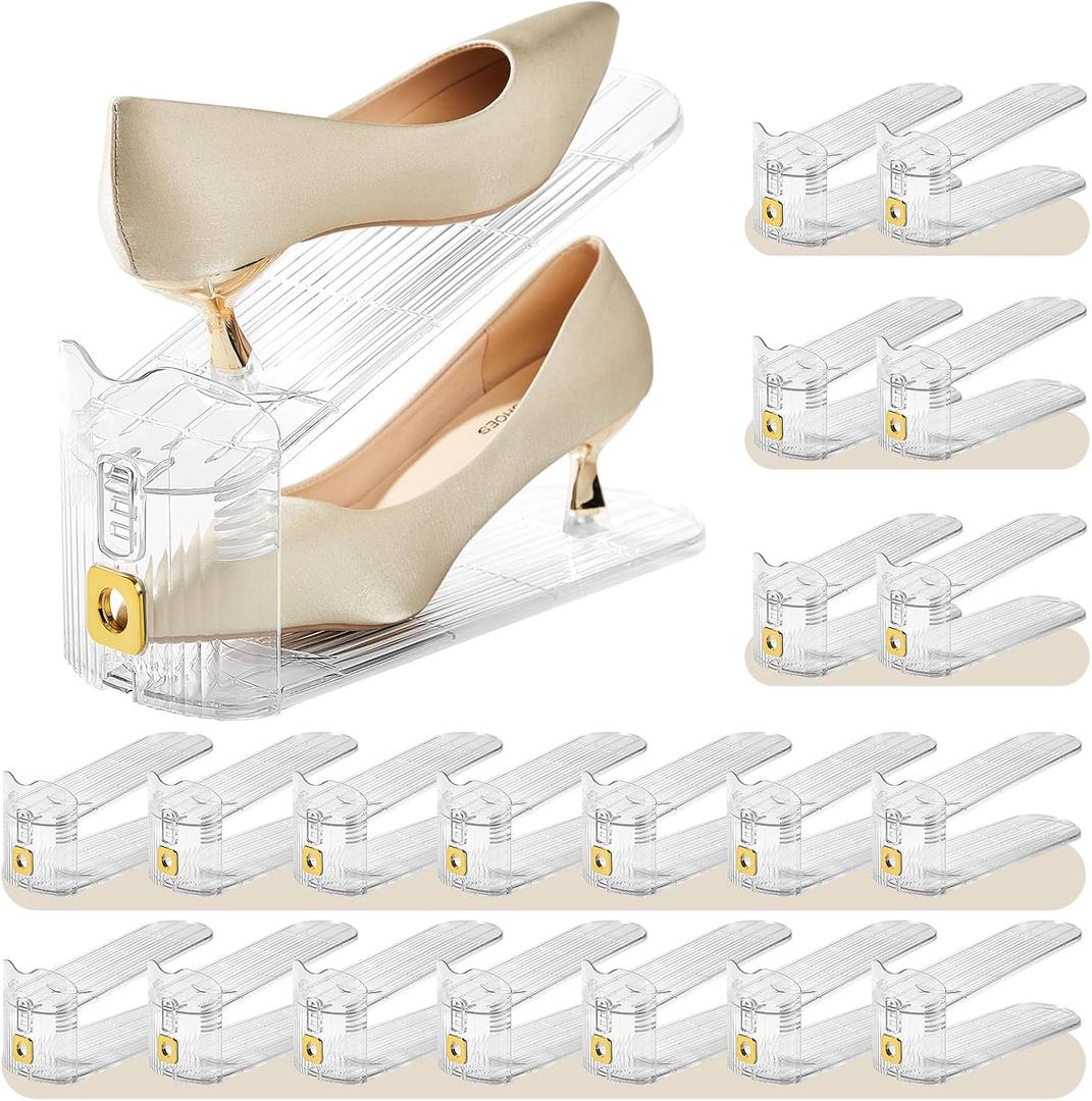 36 Pack Shoe Slots Organizer for Closet, Adjustable Shoe Stackers for a Pair of Shoes Shoe Rack Storage Shoe Space Saver 50% Shoe Shelf Display Holder for Closet