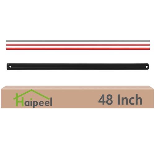 Haipeel 48 Inch Ceiling Fan Downrod Accessories with Extended Cord, 4 FT Black Downrod for Ceiling Fan, 1 Inch Outside Diameter for a Wide Range of Fans Not Threaded (Black)
