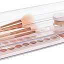 STORi SimpleSort 2-Piece Stackable Clear Drawer Organizer Set | 15" x 6" x 2" Rectangle Trays | Wide Makeup Vanity Storage Bins and Office Desk Drawer Dividers | Made in USA