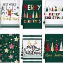 Geyoga 6 Pcs Christmas Kitchen Towels 16 x 24 Inch Vintage Xmas Hand Towels Santa Elk Snowman Decor Candy Dish Towel Absorbent Winter Tea Bedroom Decoration Gifts(Green,Joyous) (Light Color)
