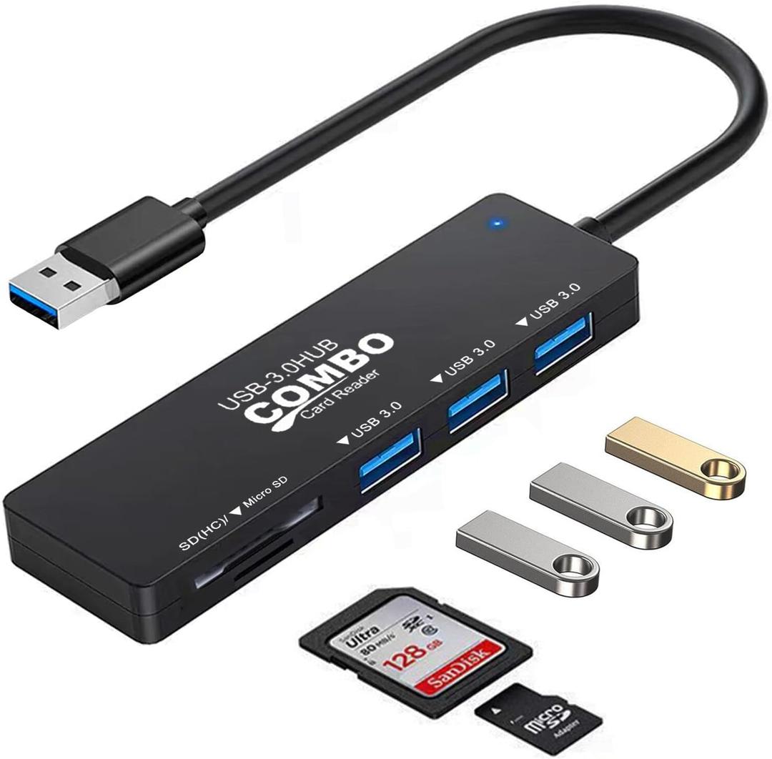 VIENON 5-in-1 USB 3.0 Hub with SD/TF Card Reader and 3 USB 3.0 Ports for PC, Laptops, Surface Pro, MacBook, iMac Pro