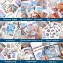 icceemee Scrapbooking Supplies Kit, Travel Diary Theme Scrapbooking Kit for Bullet Junk Journaling, Stationery, A6 Grid Notebook, Flower DIY Journaling Supplies, Birthday Craft Gift for Teen Girls