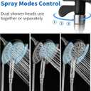 INAVAMZ 2-in-1 Shower Head with Handheld Combo: Rainfall Shower Head & Detachable Shower Head Use Together or Alone, 9 Spray Settings Showerhead with Hose Nickel, Shower Trim Systems