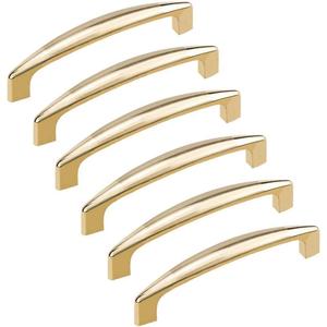 6 Pcs Drawer Pulls Handle, Kitchen Cabinet Door Knobs Cupboard Dresser Drawer Handles Home Furniture Hardware Bow Handle(Gold Hole Distance 96 mm)