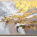 Hand Painted Abstract Canvas Wall Art for Living Room,Large Framed Gold Oil Painting For Bedroom, 3 pcs Wall Painting for Office Wall Décor 24" x 64", 24x32 inches + 16x24 inches