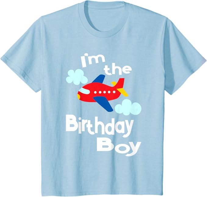 Kids Airplane Birthday Party Outfit - I'm The Birthday Boy T-Shirt, 2T, Blue