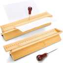 Noamus 2 Pack Bamboo Book Binding Cradle with 2 Awls, Wood Signature Hole Punching Tool Set with Piercing Guide, Portable Bookbinding Supplies Kit for DIY Crafts, Notebook Journals Planners, Starter