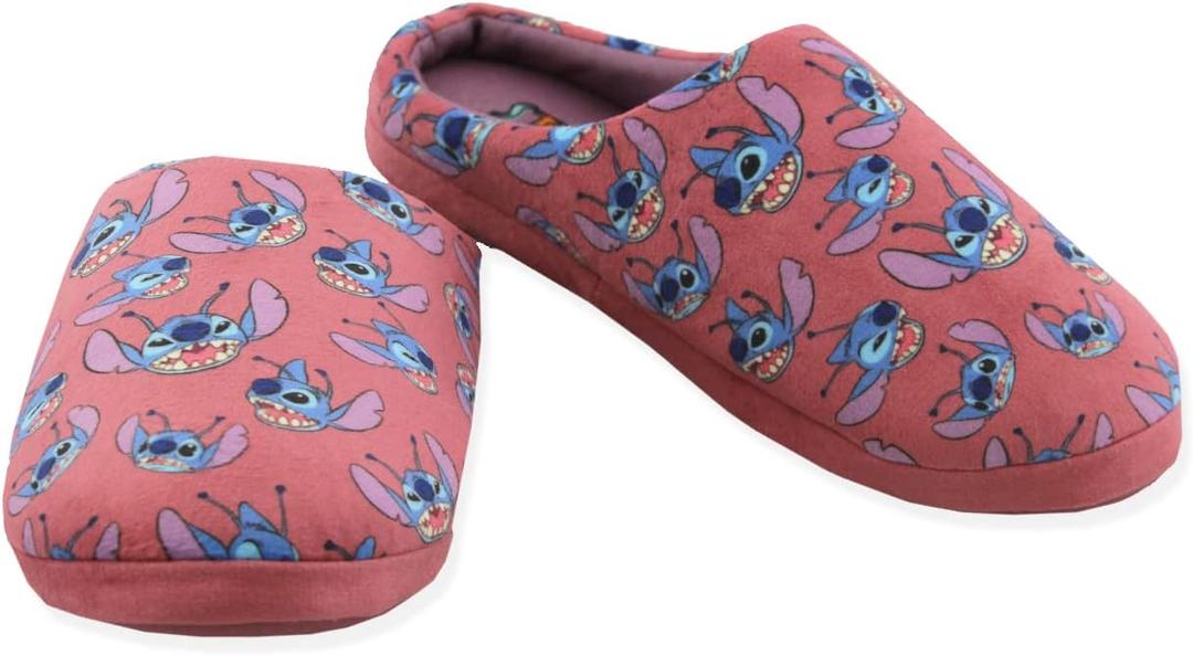 Disney Women Lilo & Stitch - Slide On Scuff Slippers (Large, Pink)
