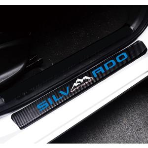 MAXDOOL 4Pcs Car Door Sill Protector Reflective 4D Carbon Fiber Sticker Decoration Door Entry Guard Door Sill Scuff Plate Stickers Compatible with Silve4x4rado Off Road (Blue)