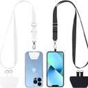 CACOE Phone Lanyard 2 Pcs-Adjustable Neck Strap,Universal Crossbody Lanyards Compatible with Most Smartphones (Black+White, 21.65")