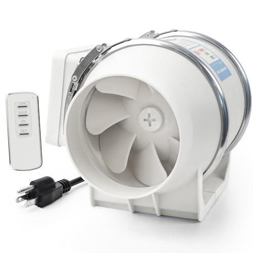 Voltset 4" Inch Inline Exhaust Fan with Remote Control, 280 CFM High Efficiency Air Flow for Bathroom, Kitchen, Grow Tent, Hydroponics, 3D Printer